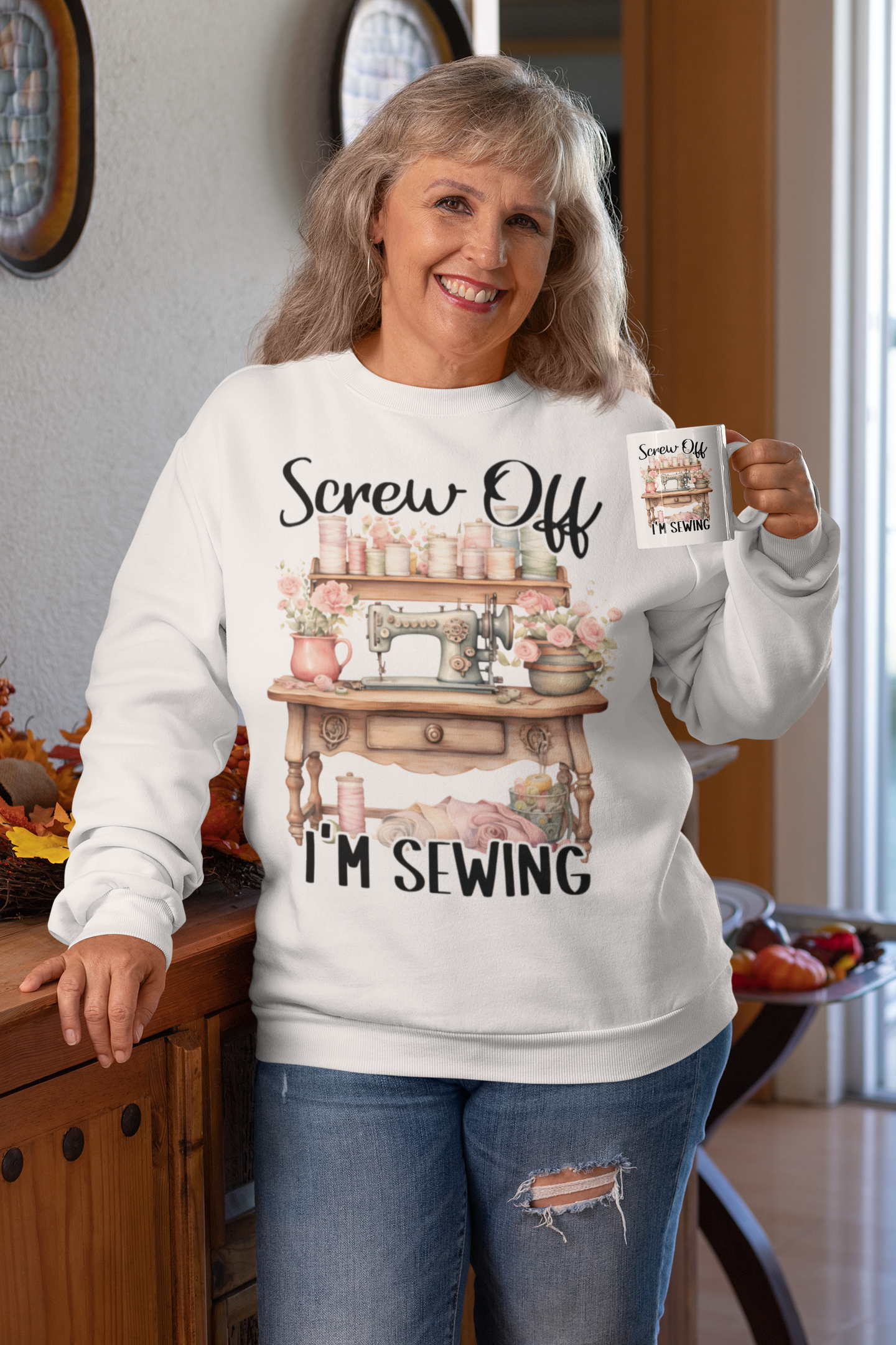 Sewing themed sweatshirts