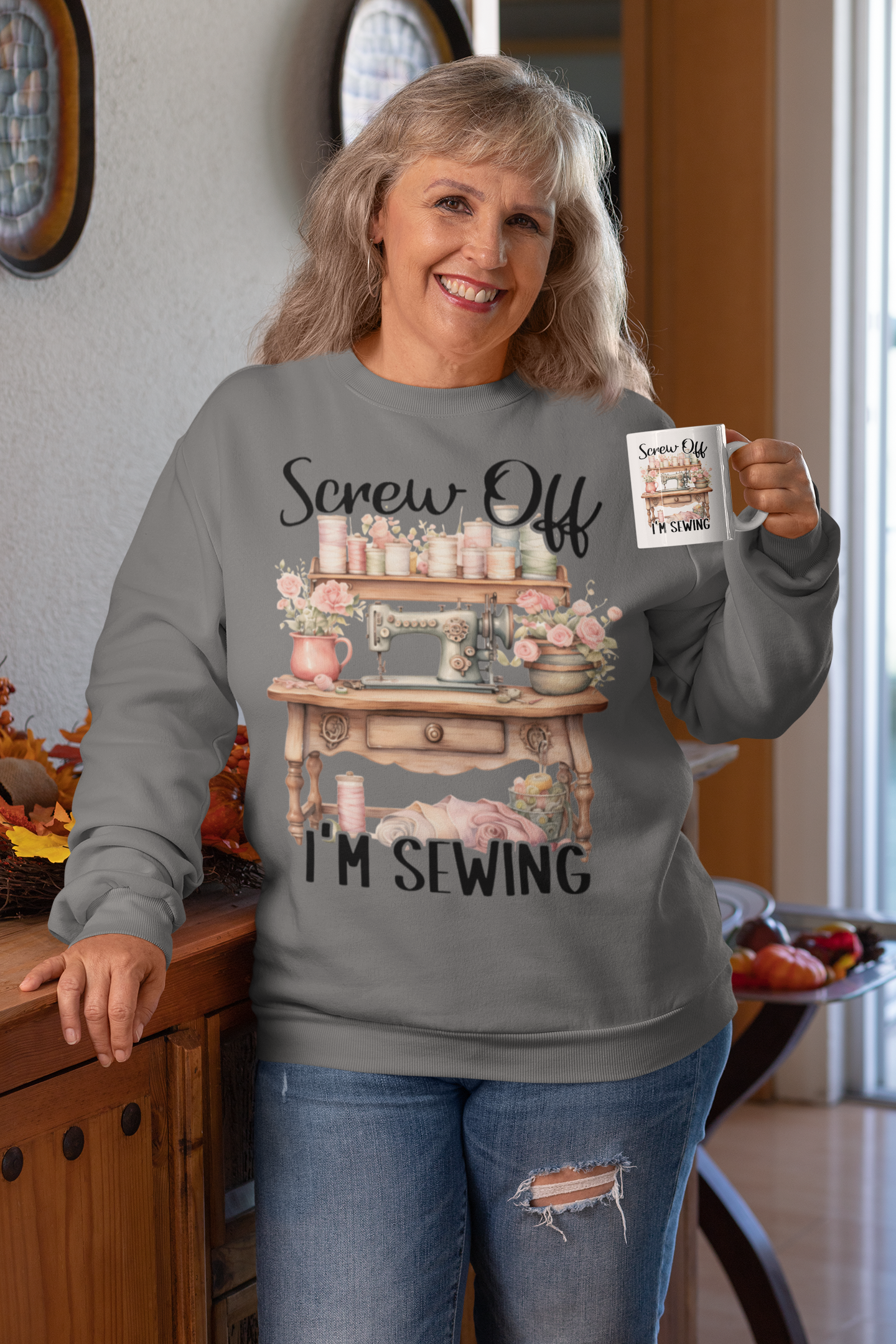 Sewing themed sweatshirts