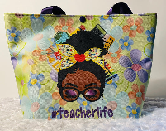 Teacher flower themed small tote